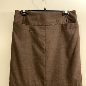 Cassis Brown Stretch Wool Skirt With Flounce-Sz 4